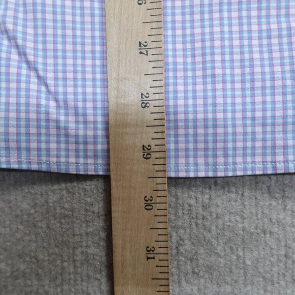 Untuckit Shirt XL Blue Plaid Nylon Spandex Blend Performance Dalton - Picture 6 of 9
